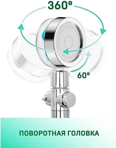 Насадка для душа 3-х режимная водосберегающая TURBOCHARGED WATER SAVING SHOWER (съемный фильтр, режим старт-стоп) / Массажная турболейка с вентилятором